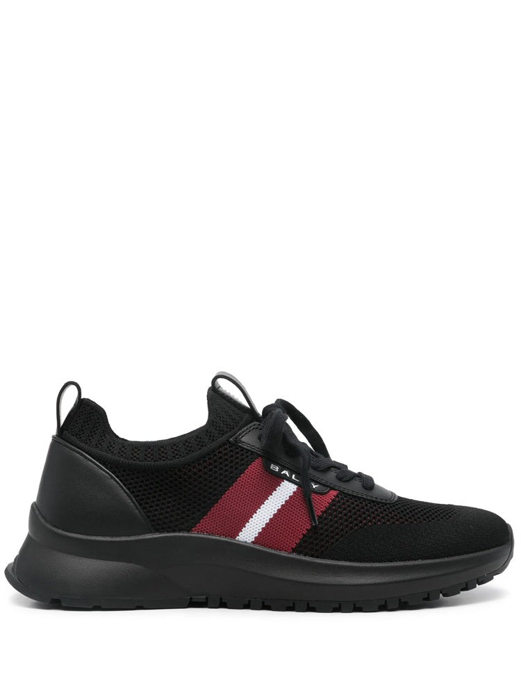 Bally Black Stripe Accents Leather Sneakers