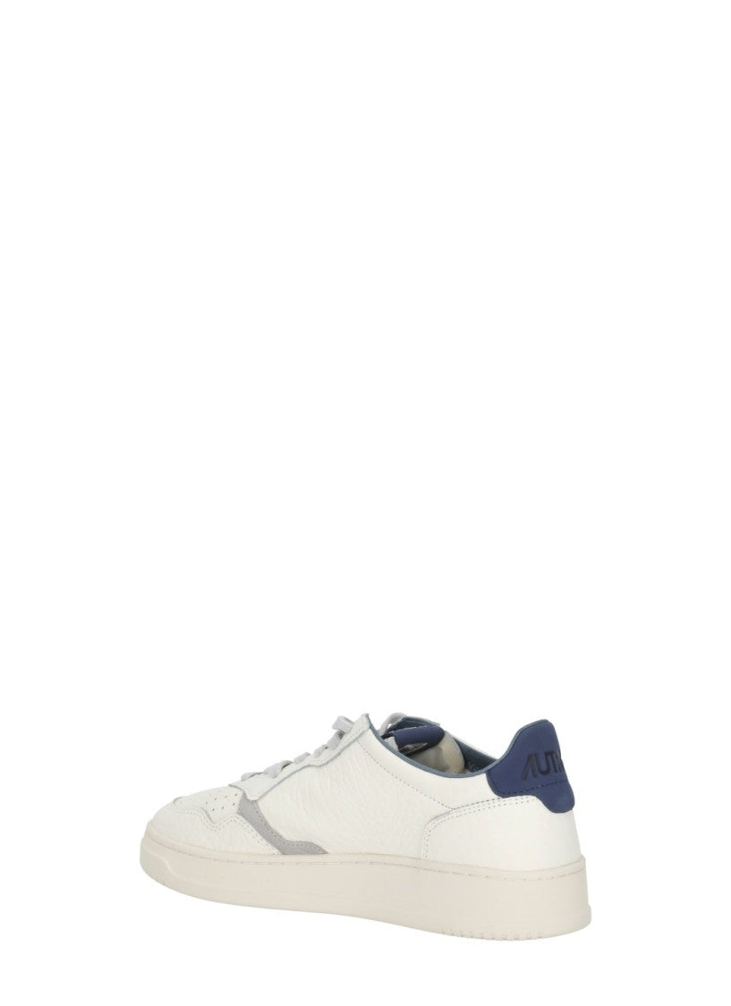 Autry White Grey Suede Blue Accents Low-Top Sneakers