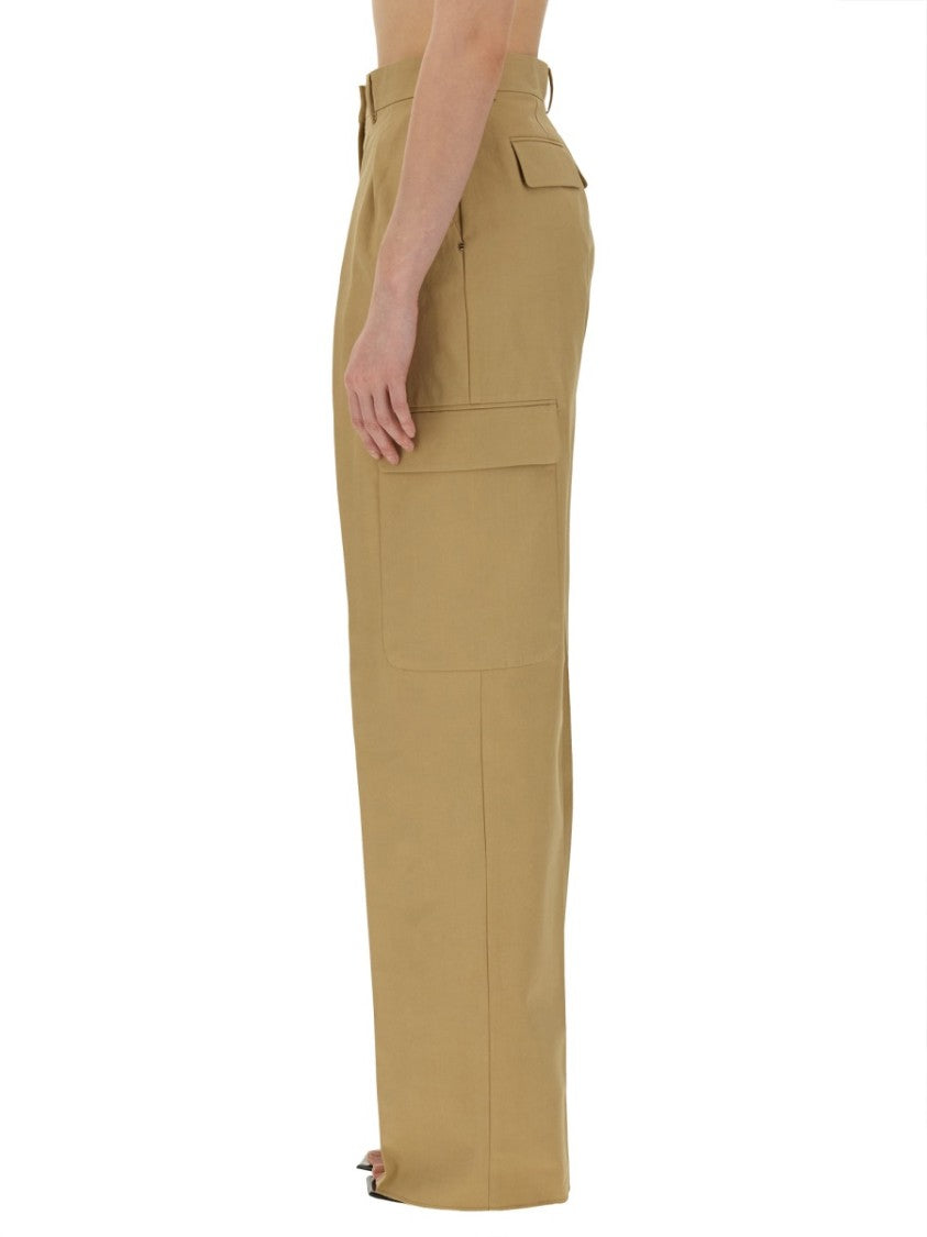 Sportmax High-Waisted Brown Straight-Leg Cargo Pants