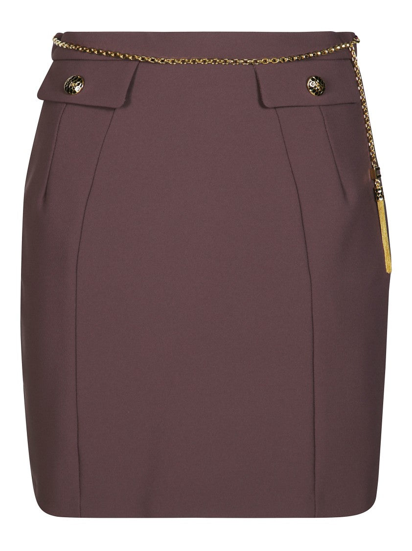 Elisabetta Franchi Straight Silhouette Mini Skirt With Flap Pockets