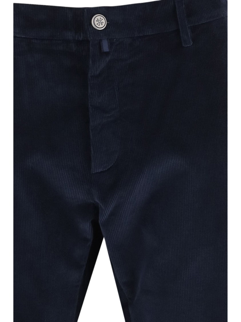 Jacob Cohen Navy Stretch Cotton Velvet Straight-Leg Pants