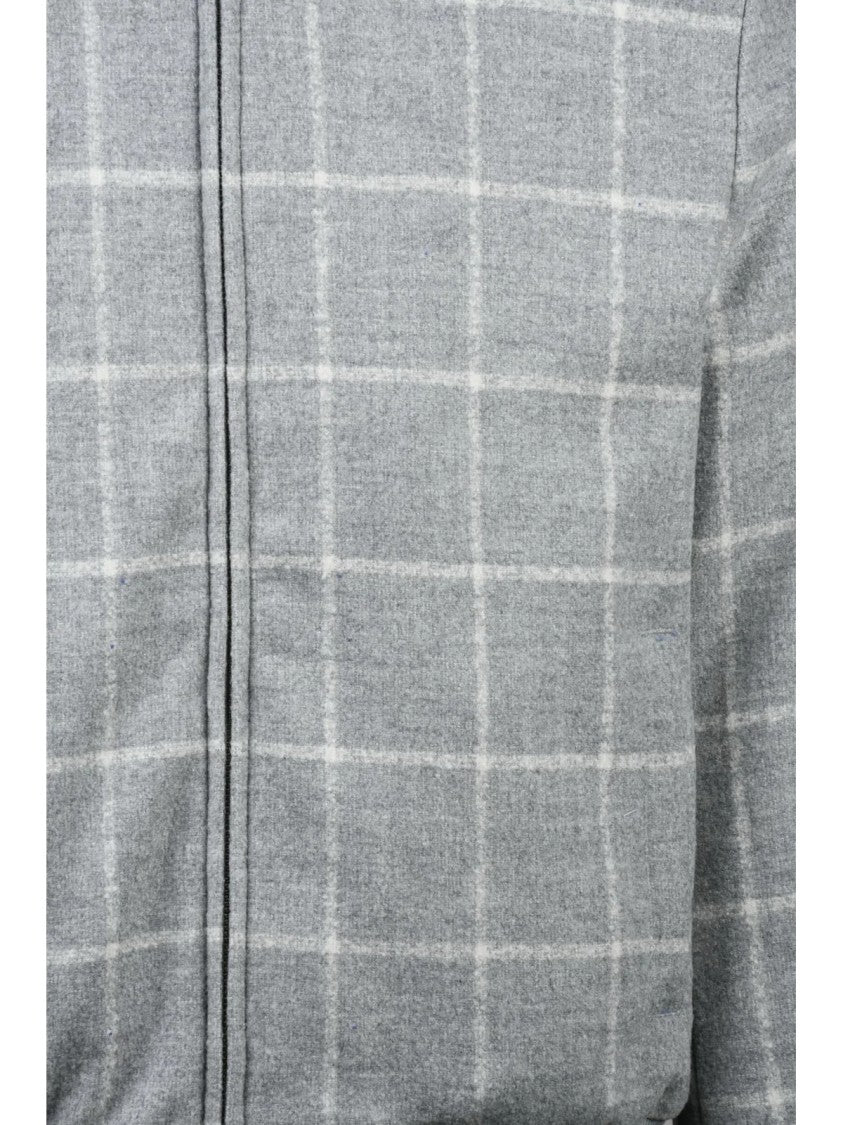 Luigi Borrelli Napoli Grey Wool-Silk Aviator Jacket