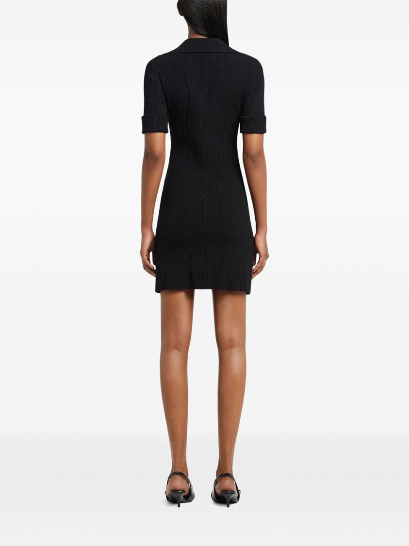 Courrèges Ribbed-Knit Polo Collar Mini Dress With Chest Pockets