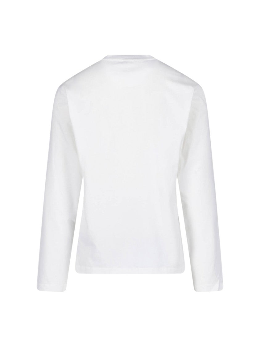 Jil Sander White Crewneck Long-Sleeve Cotton T-Shirt