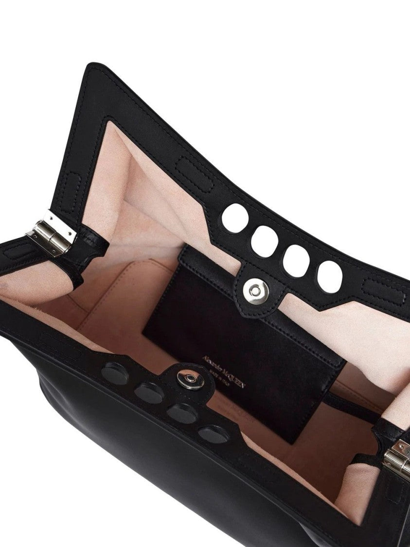 Alexander Mcqueen Structured Black Leather Bag With Refined Finish