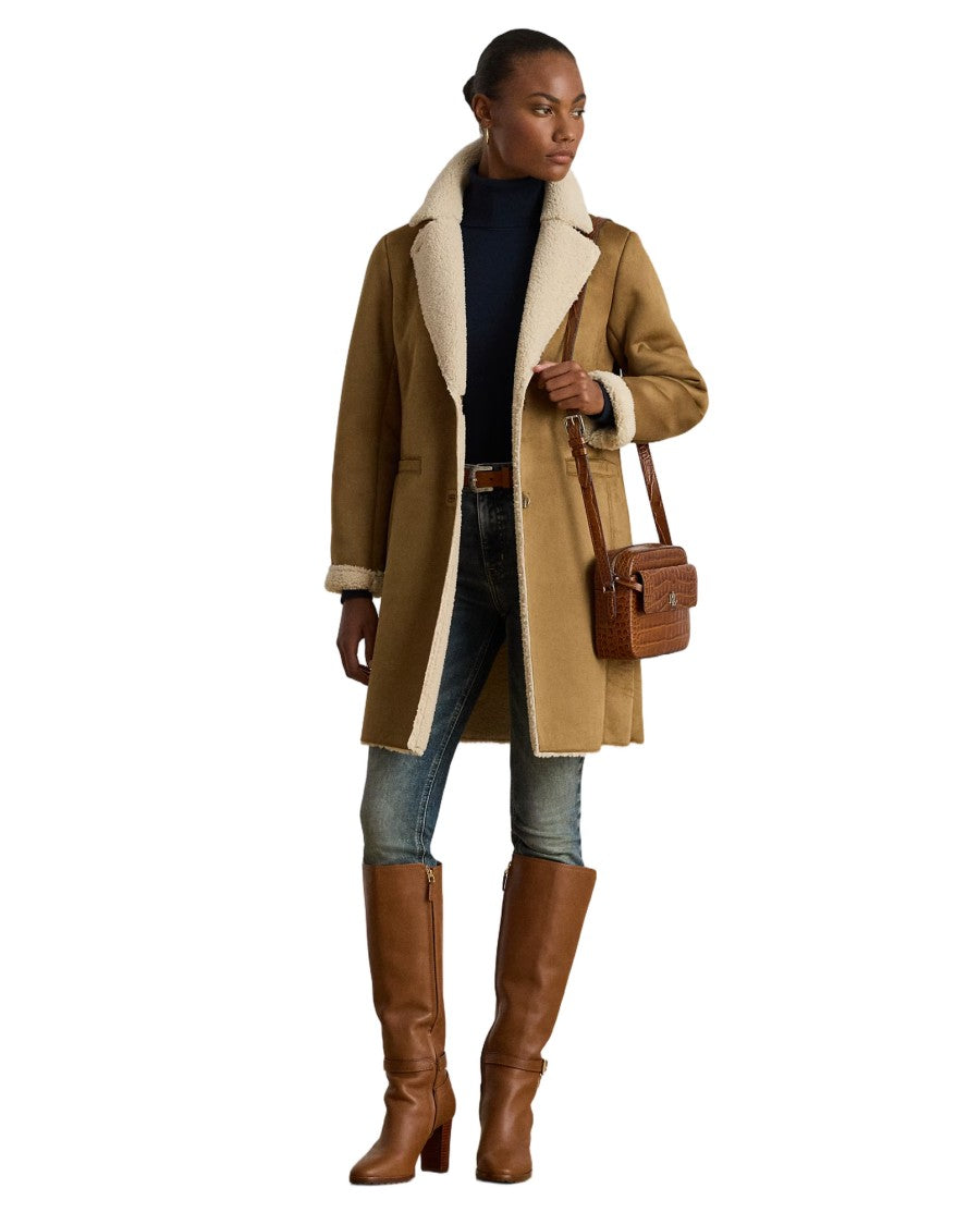 Lauren Ralph Lauren Plush Shearling Collar Short Coat