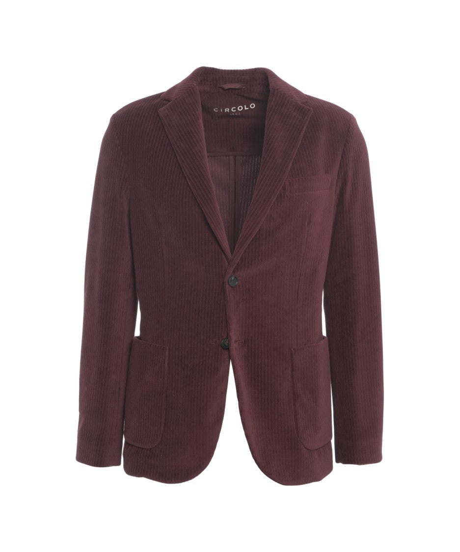 Circolo 1901 Burgundy Ribbed Corduroy Single-Breasted Blazer
