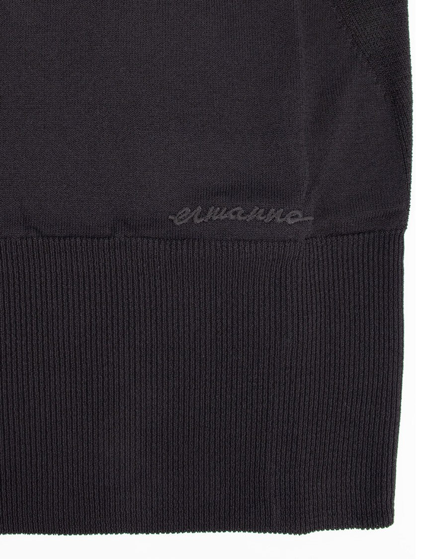 Ermanno Firenze Fitted Black Top With Ribbed Detailing
