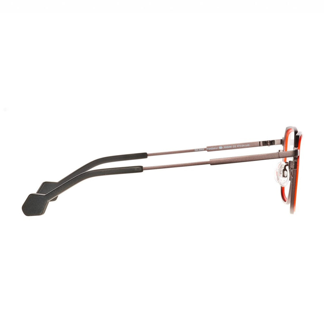 Deflomas Eyewear Orange Jigsaw Titanium Bold Geometric Sunglasses