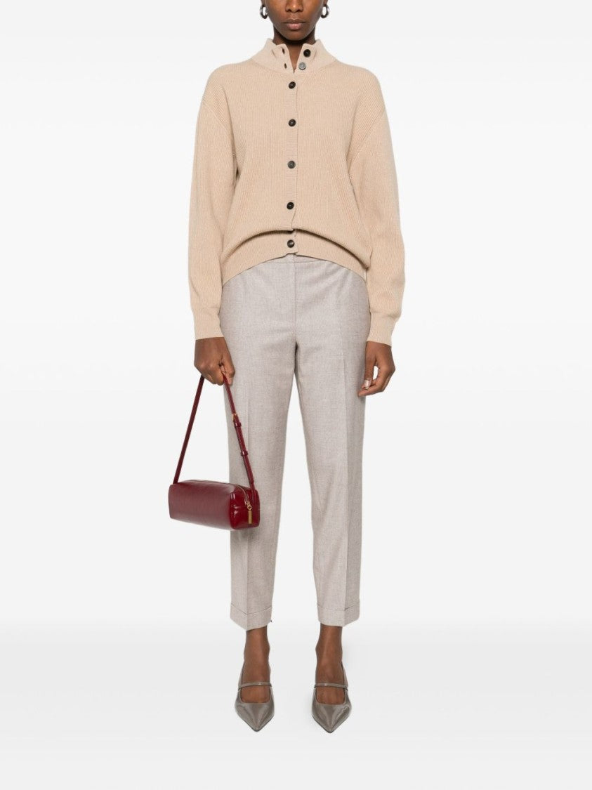Peserico Tailored Beige Trousers With Cuffed Hems