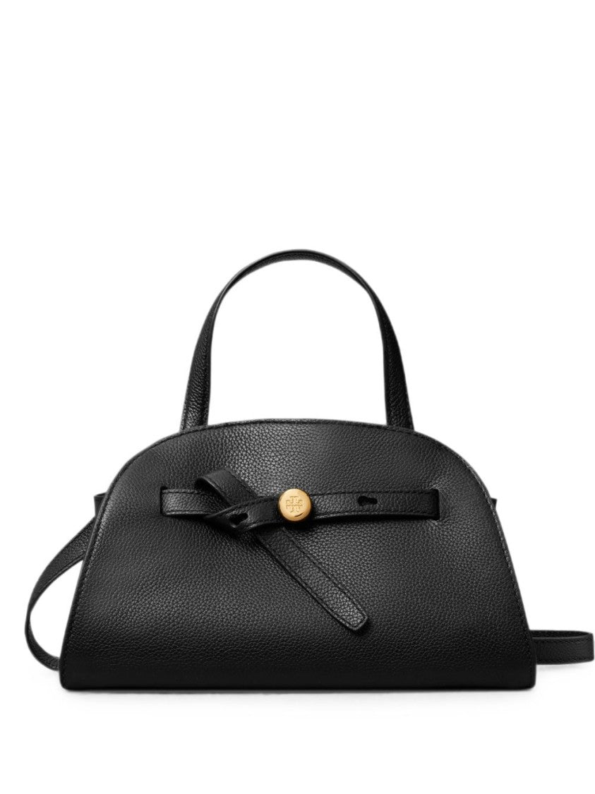 Tory Burch Structured Pebbled Leather Handbag With Gold-Tone Accents