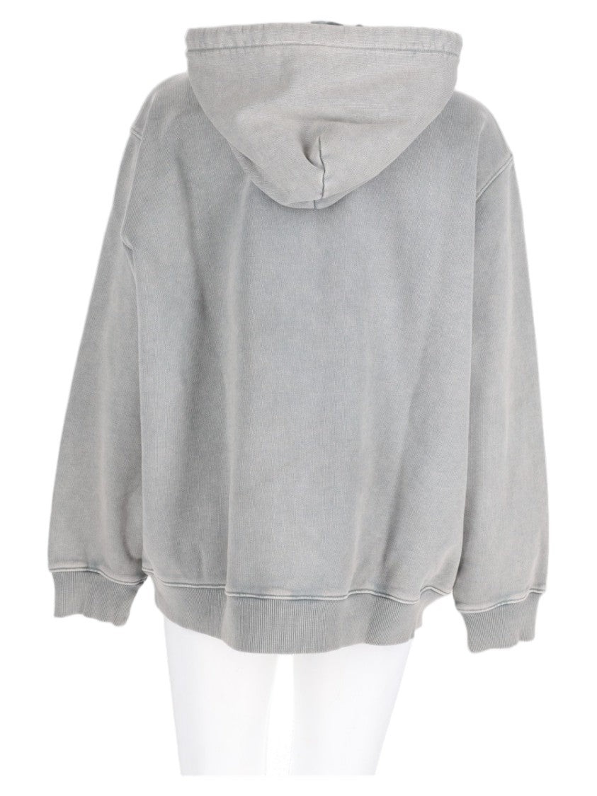 Msgm Grey Vintage Graphic Cotton Hoodie