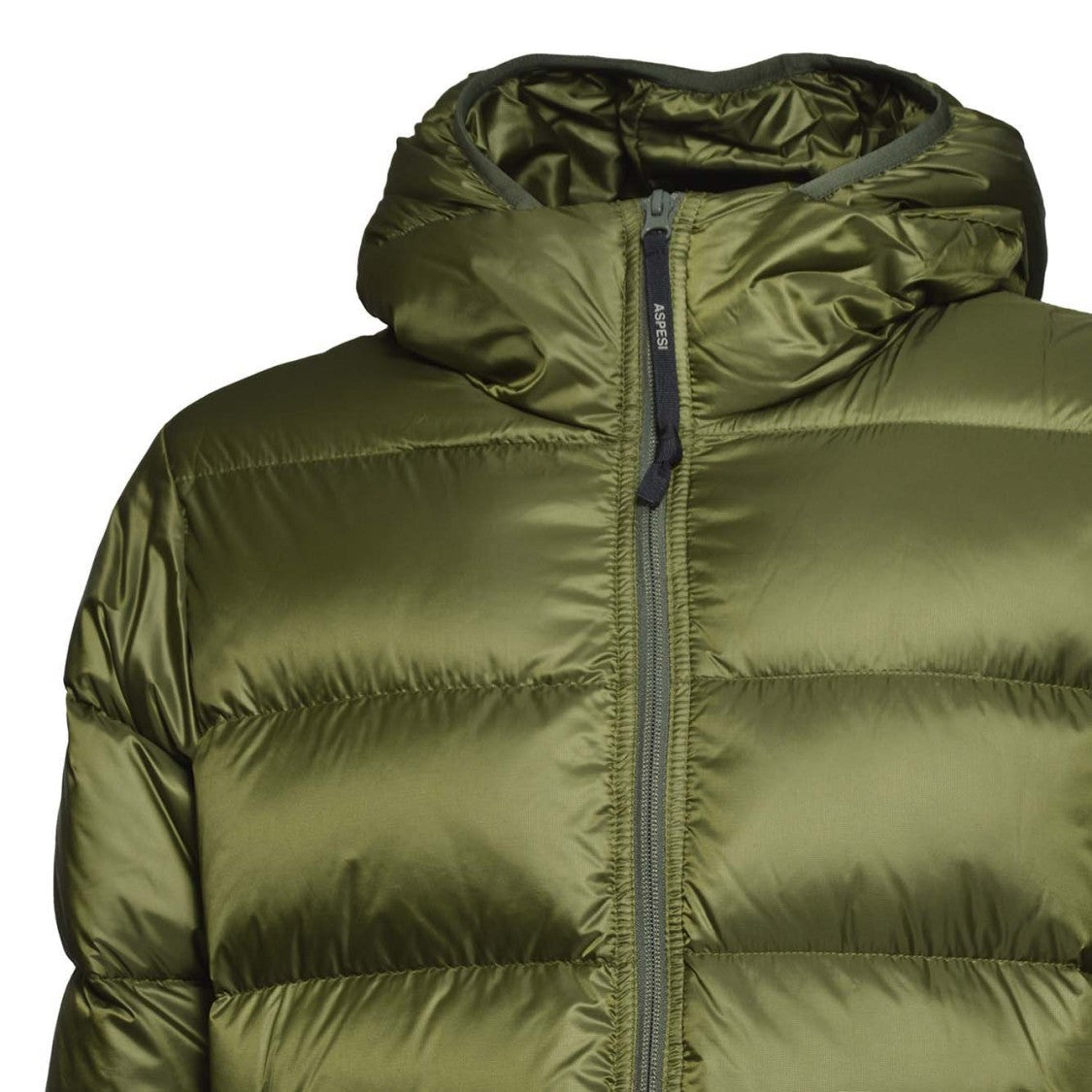 Aspesi Budd Puffer Jacket In Green Satin Fabric