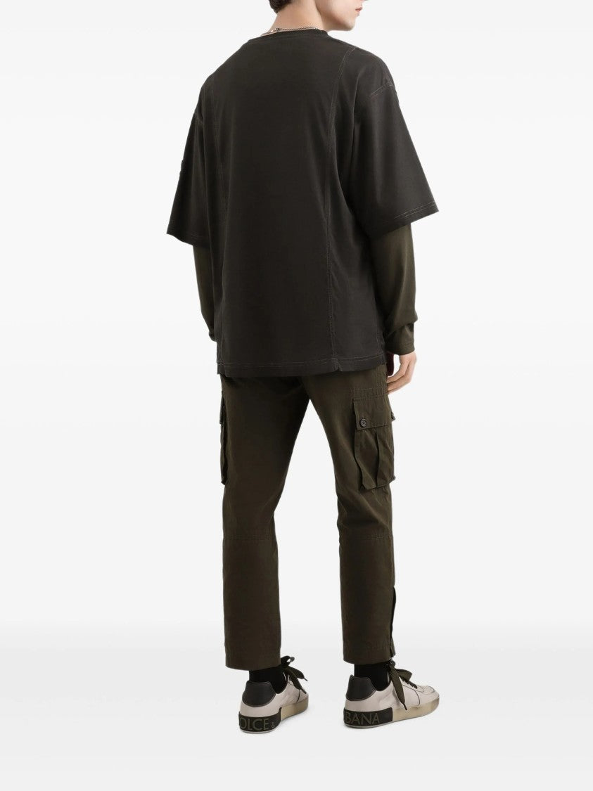 Dolce & Gabbana Brown Cropped Cargo Flap Pocket Pants