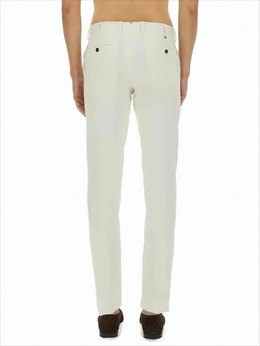Pt Torino Tailored White Straight Pants With Mid-Rise Waist