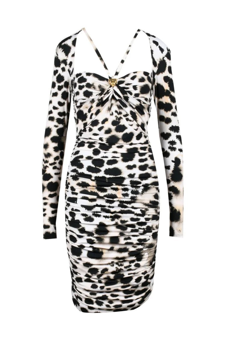 Roberto Cavalli Ruched Dress - Beige/Black