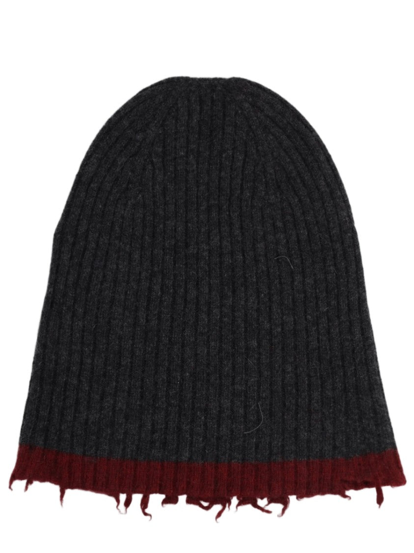 Uma Wang Charcoal Ribbed Knit Cashmere Hat