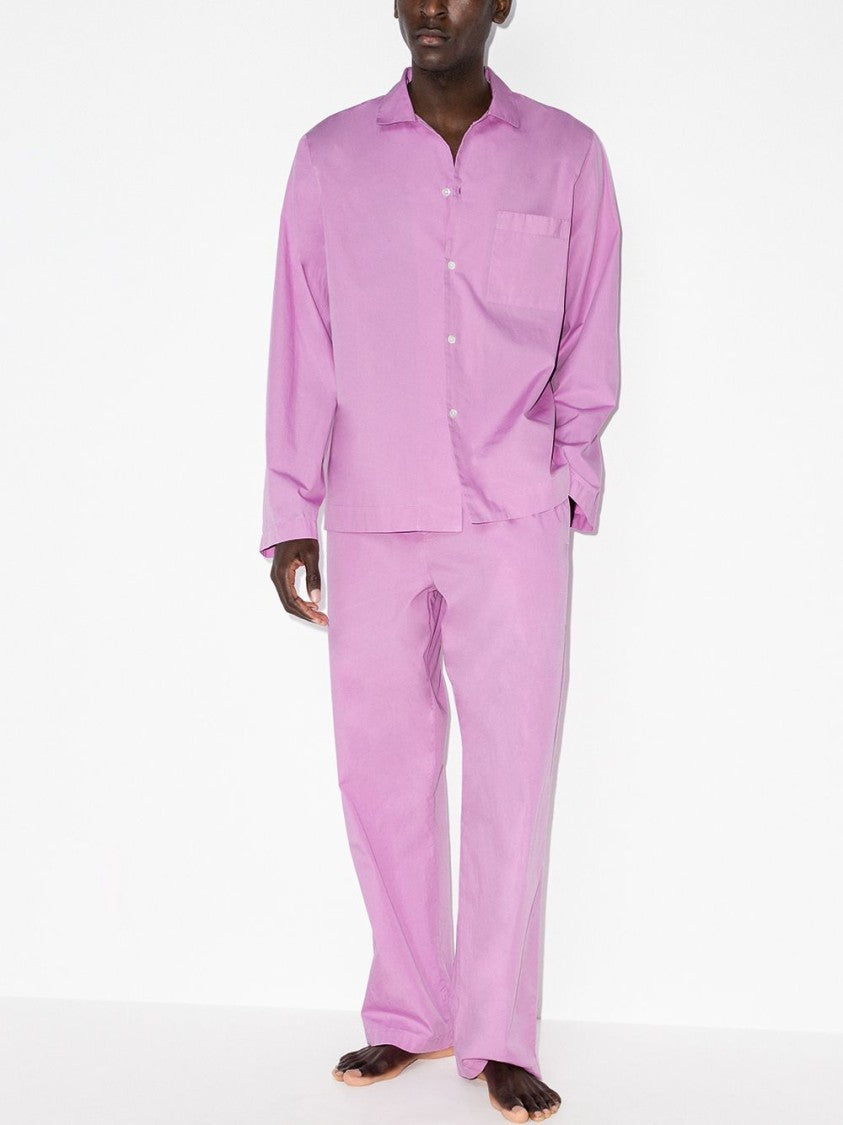 Tekla Lilac Cotton Pajama Shirt With Classic Collar