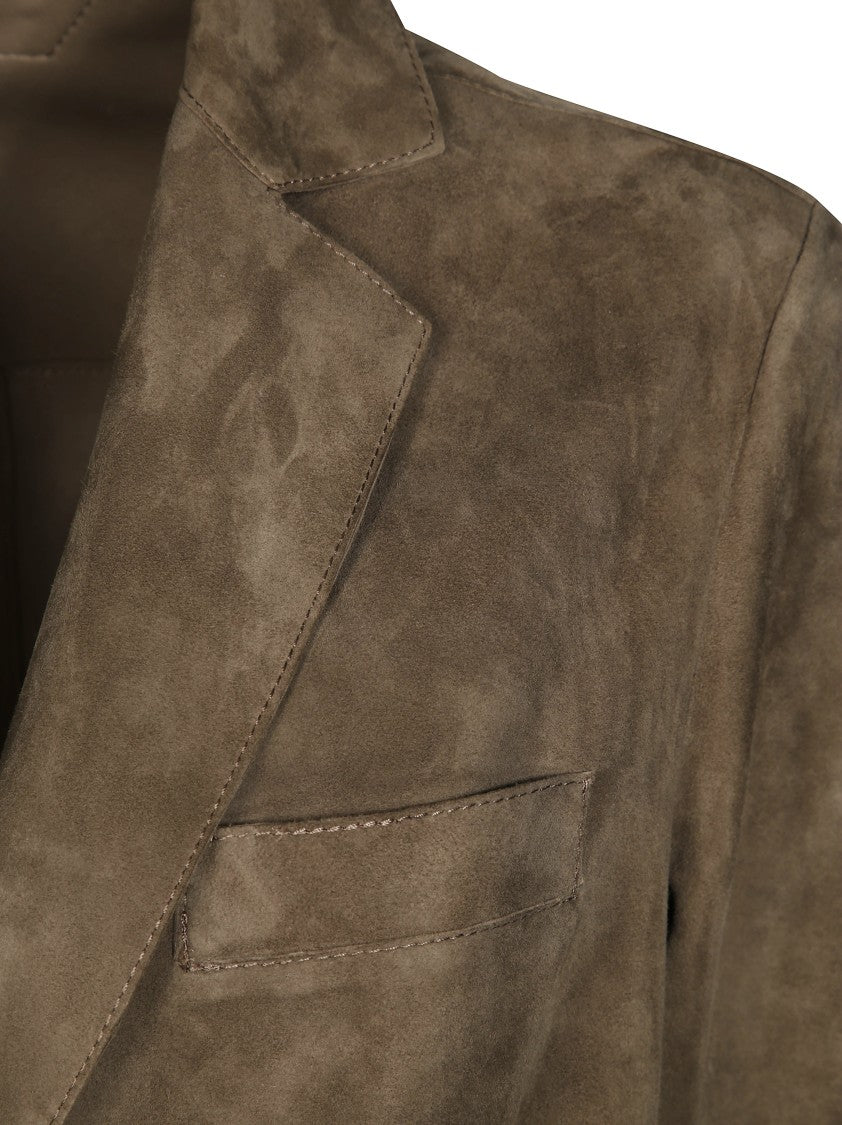 Salvatore Santoro Tailored Brown Leather Jacket With Two-Button Closure