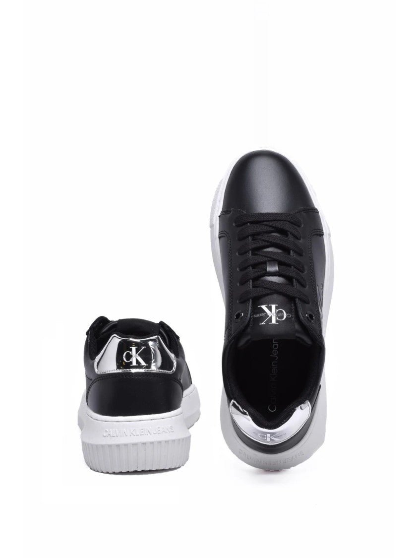 Calvin Klein Jeans Black Minimalist Leather Low-Top Sneakers