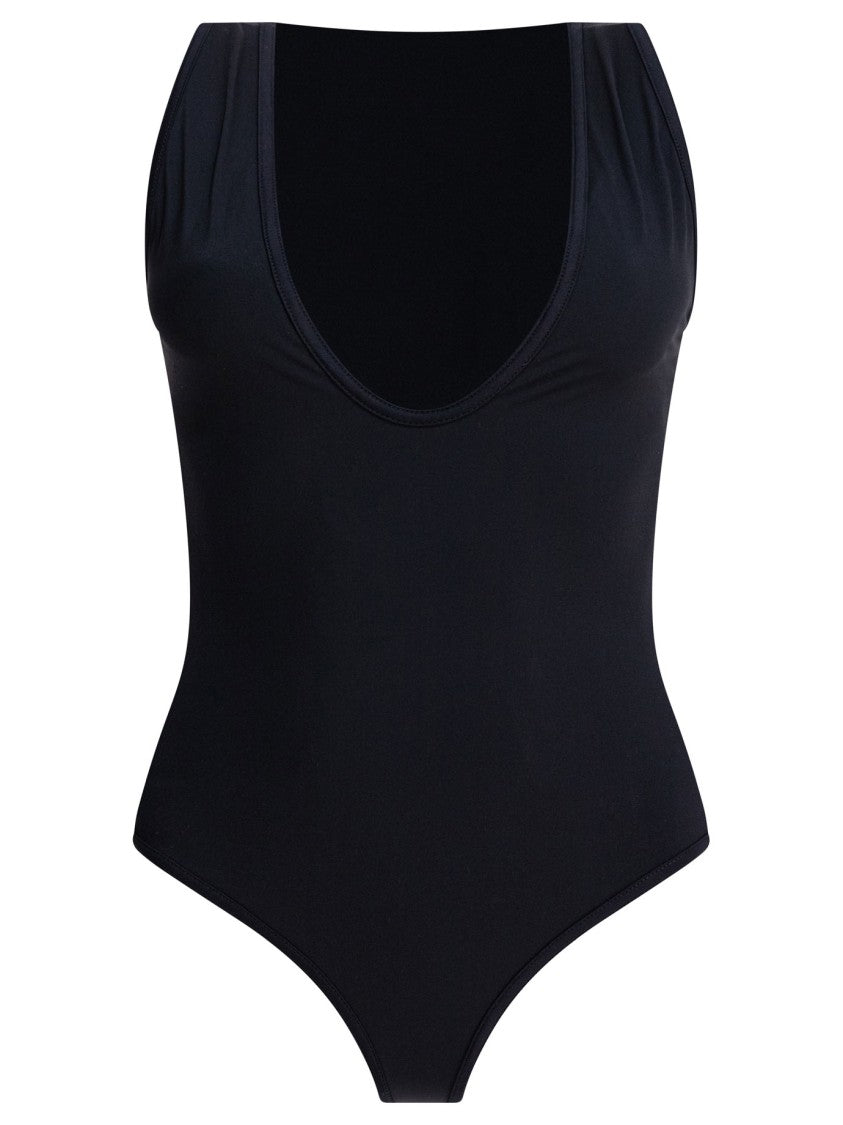 Loulou De Saison Smooth-Fit Black One-Piece Swimsuit With Deep Scoop Neckline