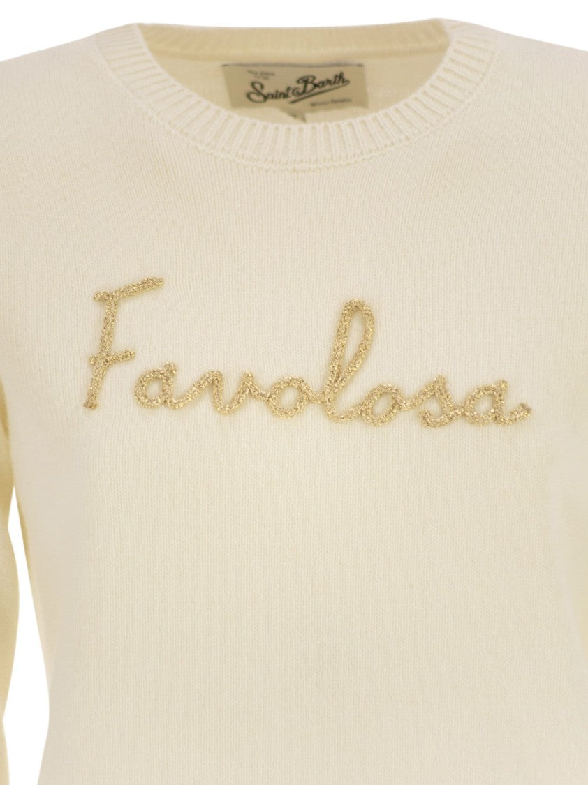 Mc2 Saint Barth Wool And Alpaca Blend Jumper With Favolosa Embroidery