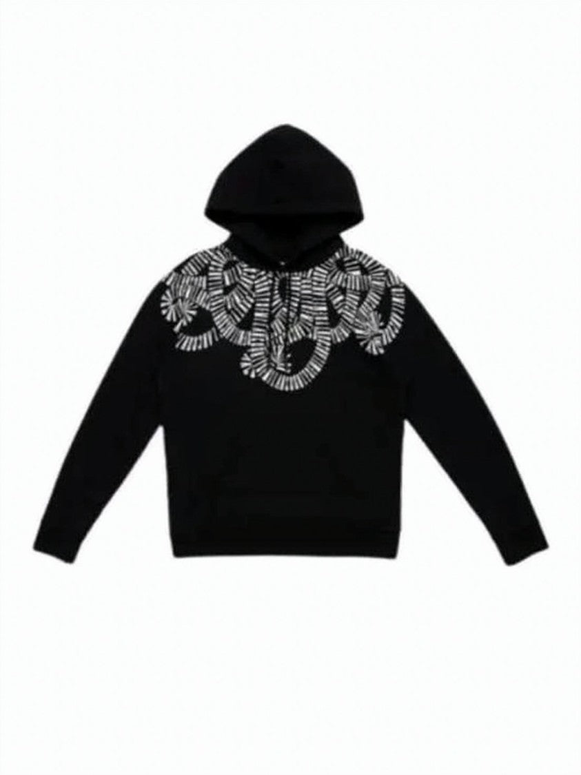 Marcelo Burlon Intricate Graphic Black Hoodie With Casual Aesthetic