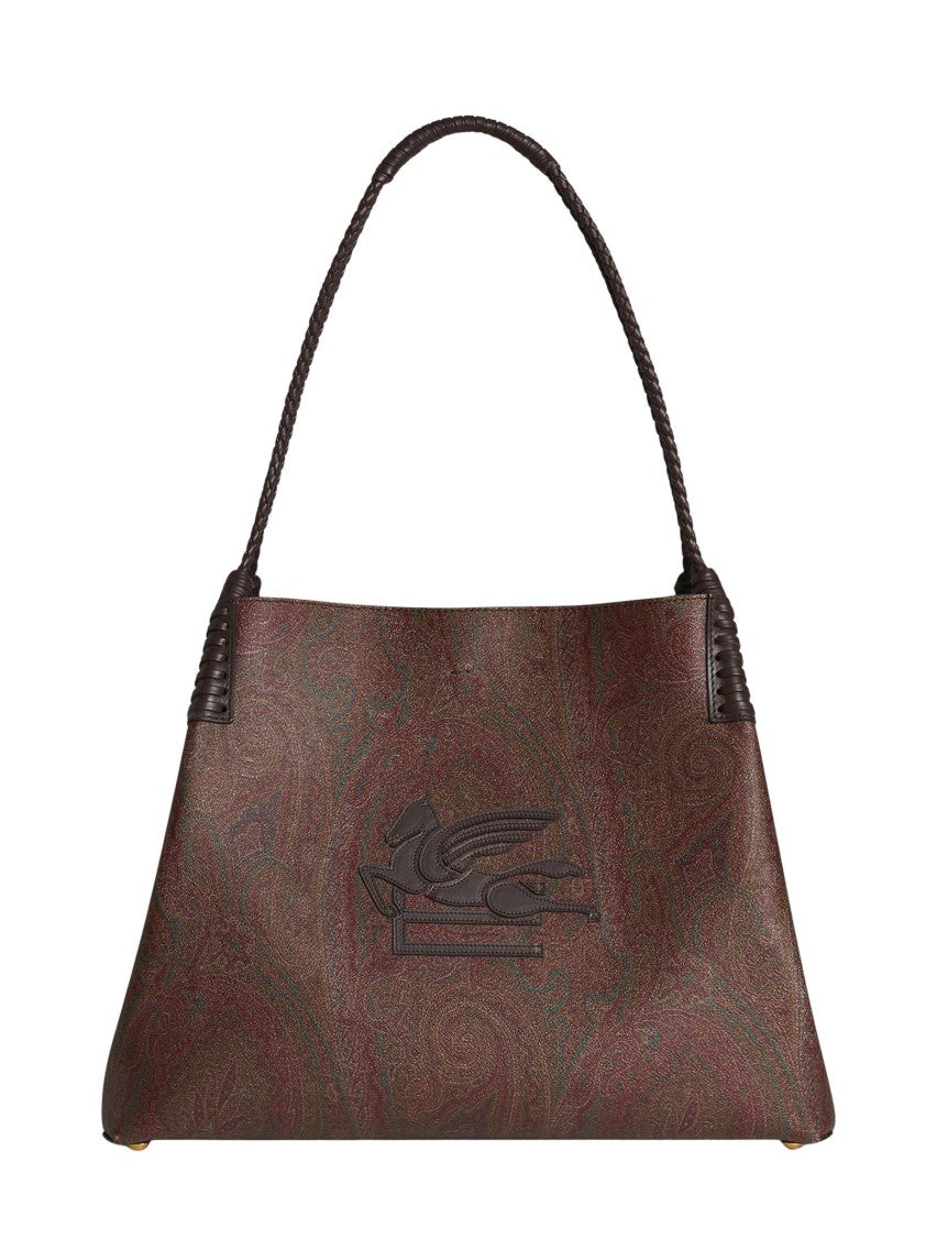 Etro Medium Brown Paisley Jacquard Shopping Bag