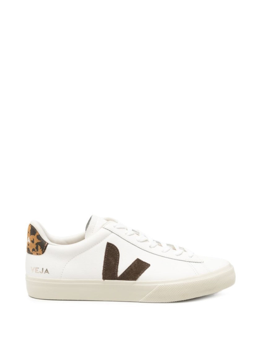 Veja White Leather Low-Top Sneakers With Suede Logo