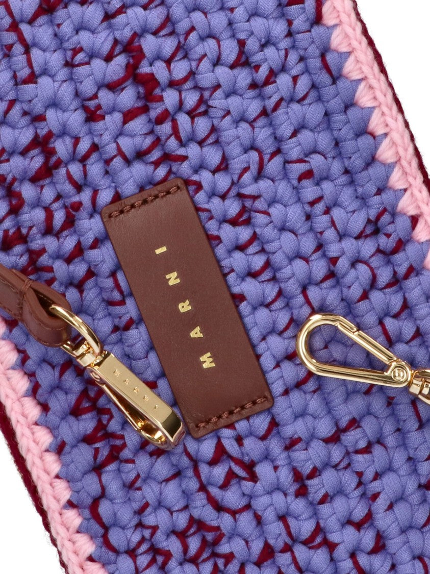 Marni Textured Knit Wool Shoulder Bag With Zip Closure