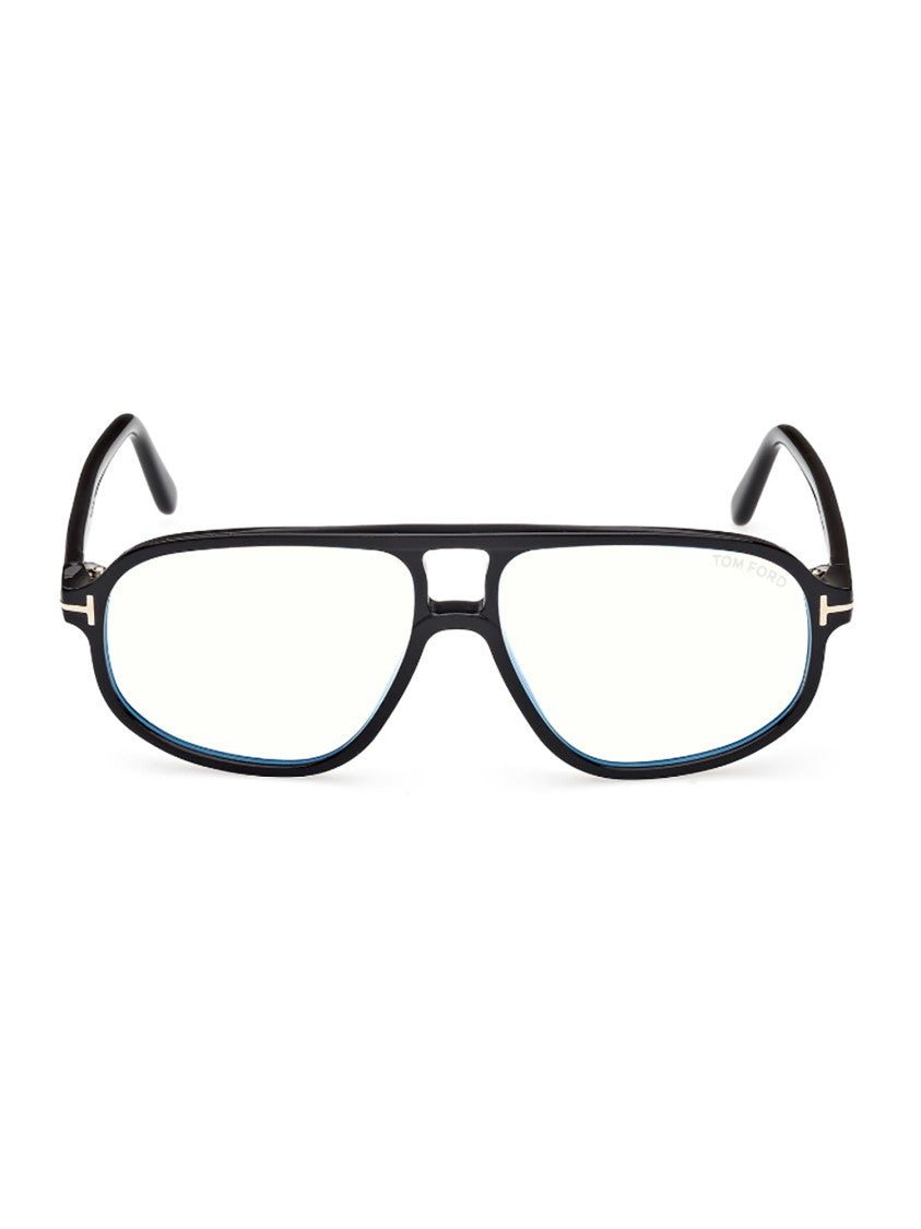 Tom Ford Sleek Rectangular Frame Eyeglasses With Blue Accents