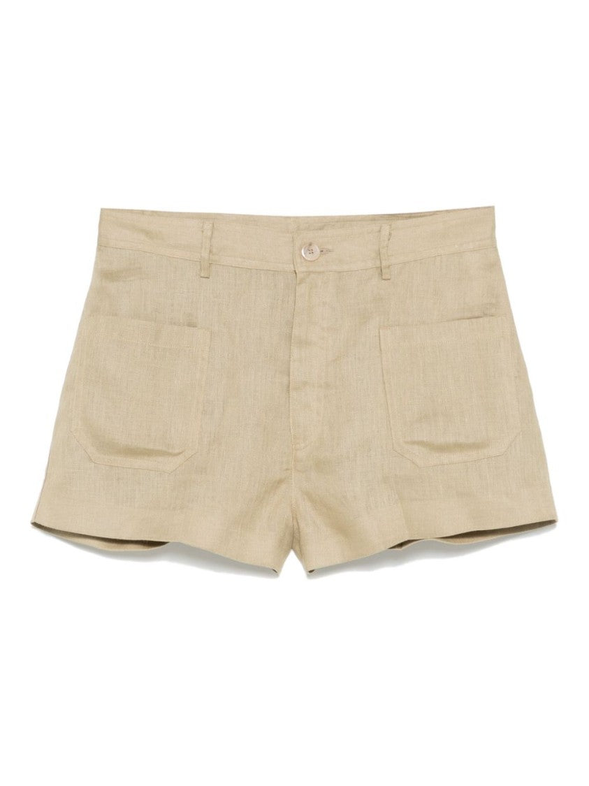 Semi Couture Tailored Beige Shorts With Textured Fabric