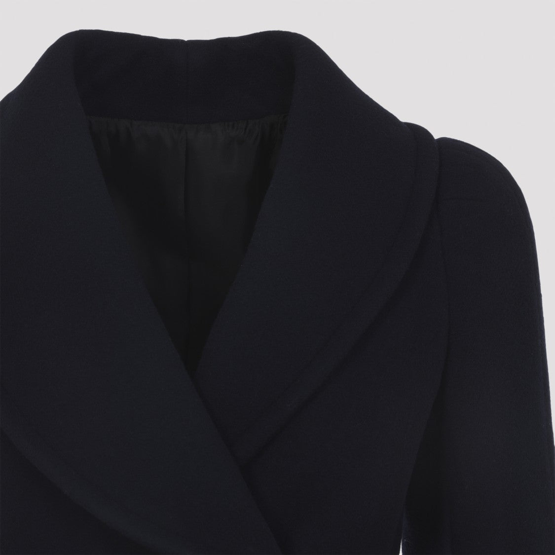 Alaïa Asymmetric Double-Breasted Black Virgin Wool Coat