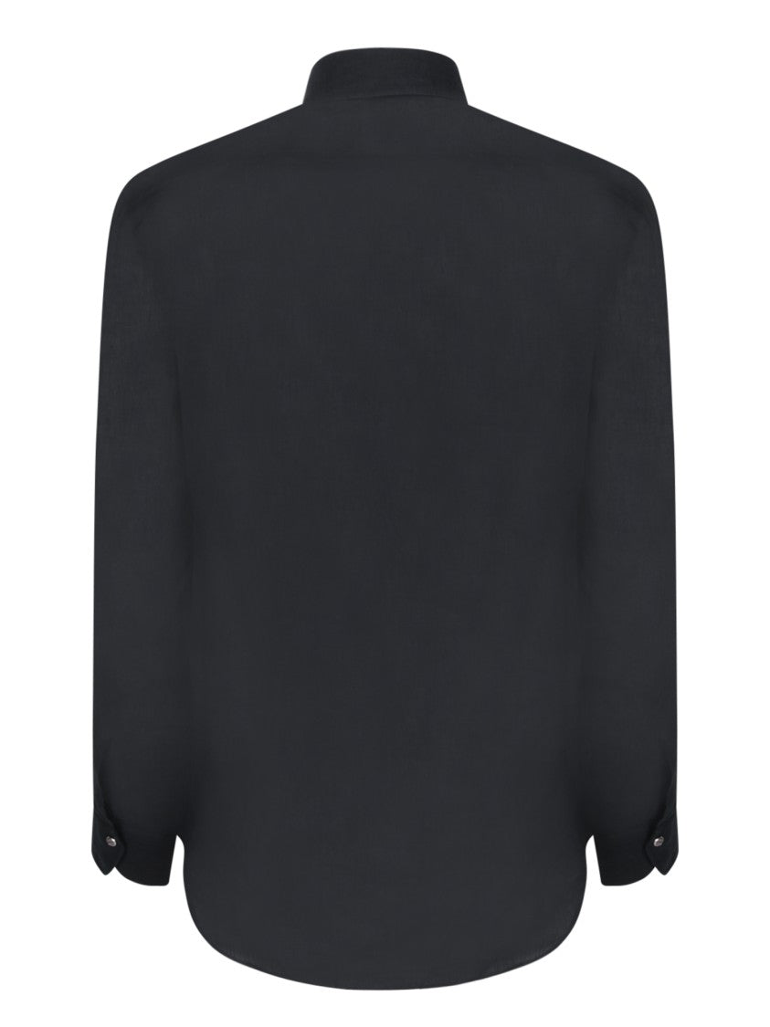 Dell'oglio Black Linen Shirt With Button Closure