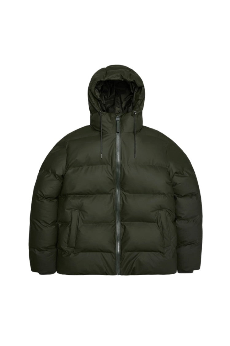 Rains Quilted Green Puffer Jacket