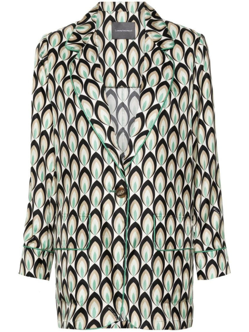 Lorena Antoniazzi Graphic-Print Silk Blazer