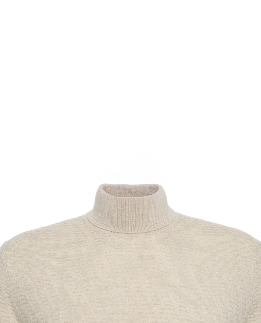 Paolo Pecora Beige Knit Sweater With Textured Knit