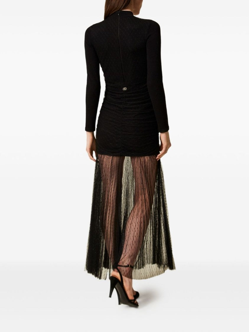 Twin-Set Maxi Dress With Ruched Bodice And Sheer Skirt
