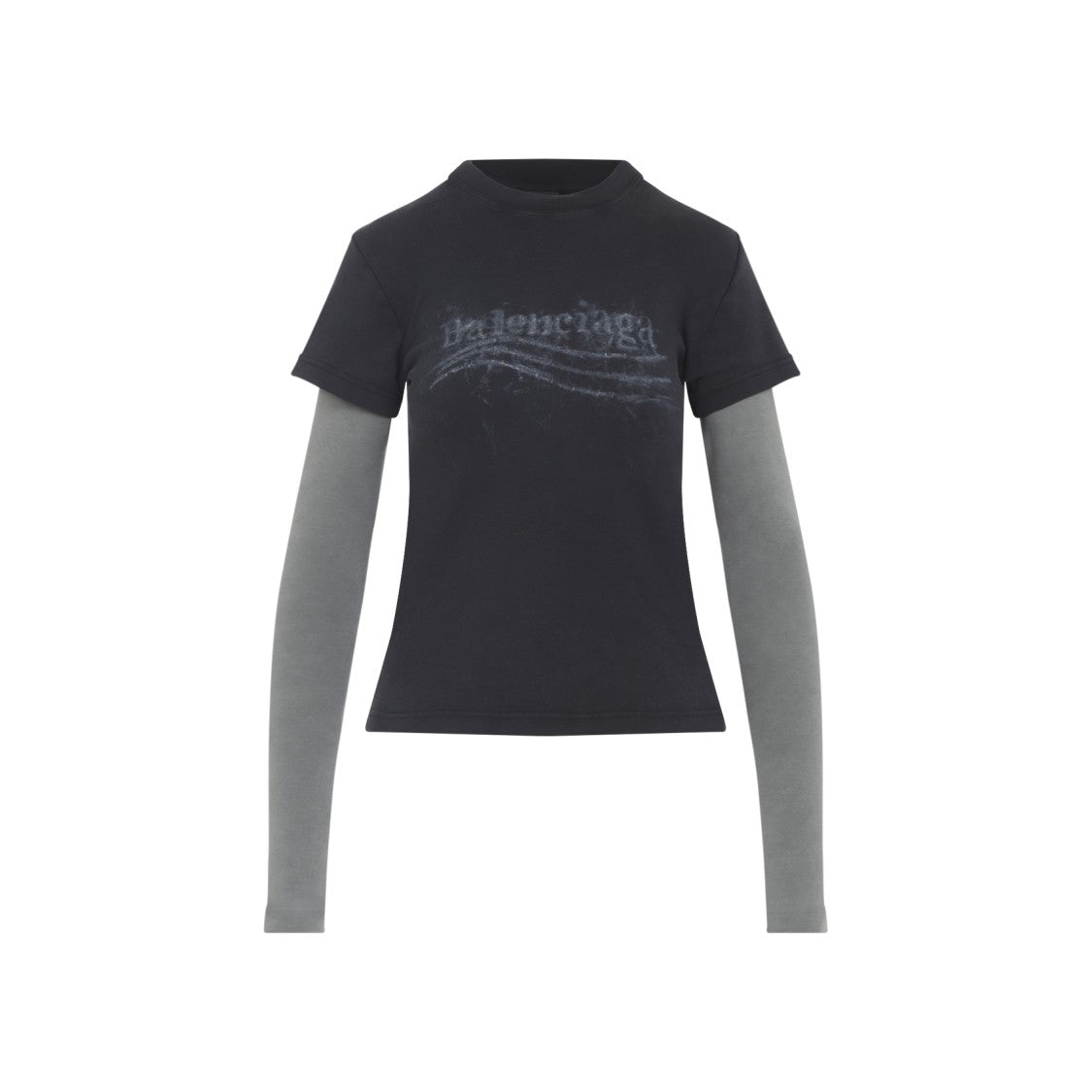 Balenciaga Layered Short-Sleeve Black Top