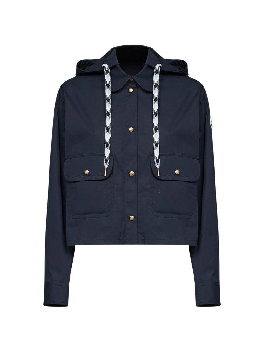 Moncler Cropped Shirt With Structured Silhouette And Hooded Detail
