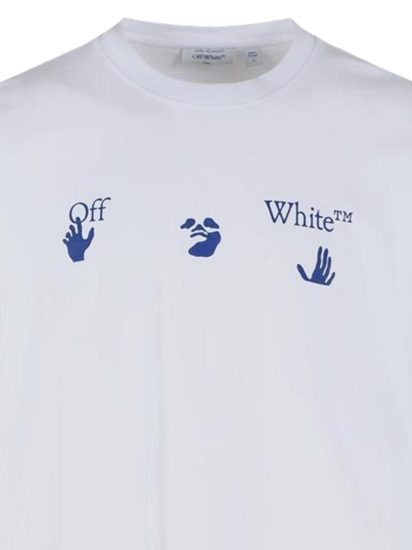 Off-White White Bacco Arrow Printed Crewneck Cotton Printed T-Shirt