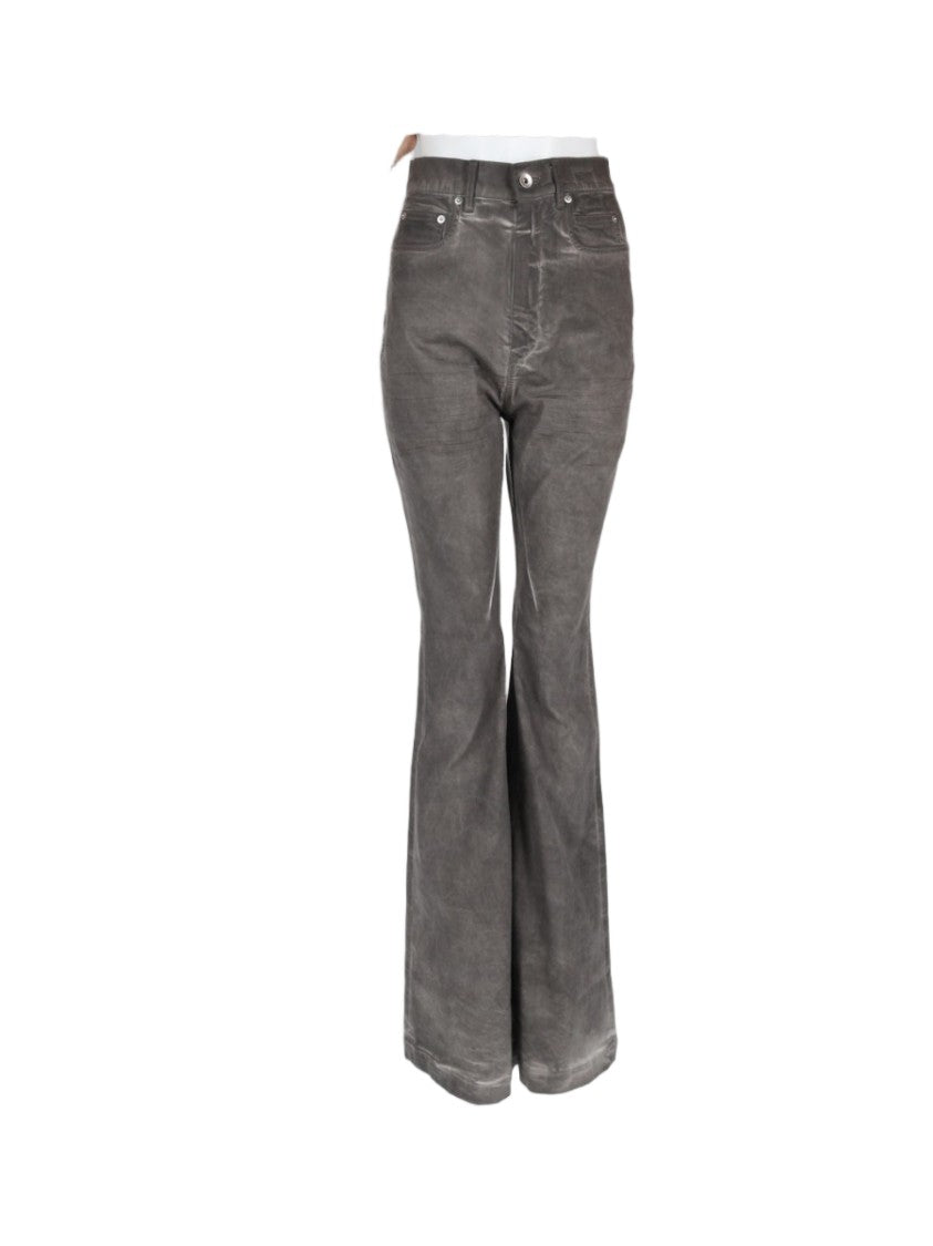 Drkshdw By Rick Owens Charcoal High-Waisted Flared Cotton-Blend Jeans
