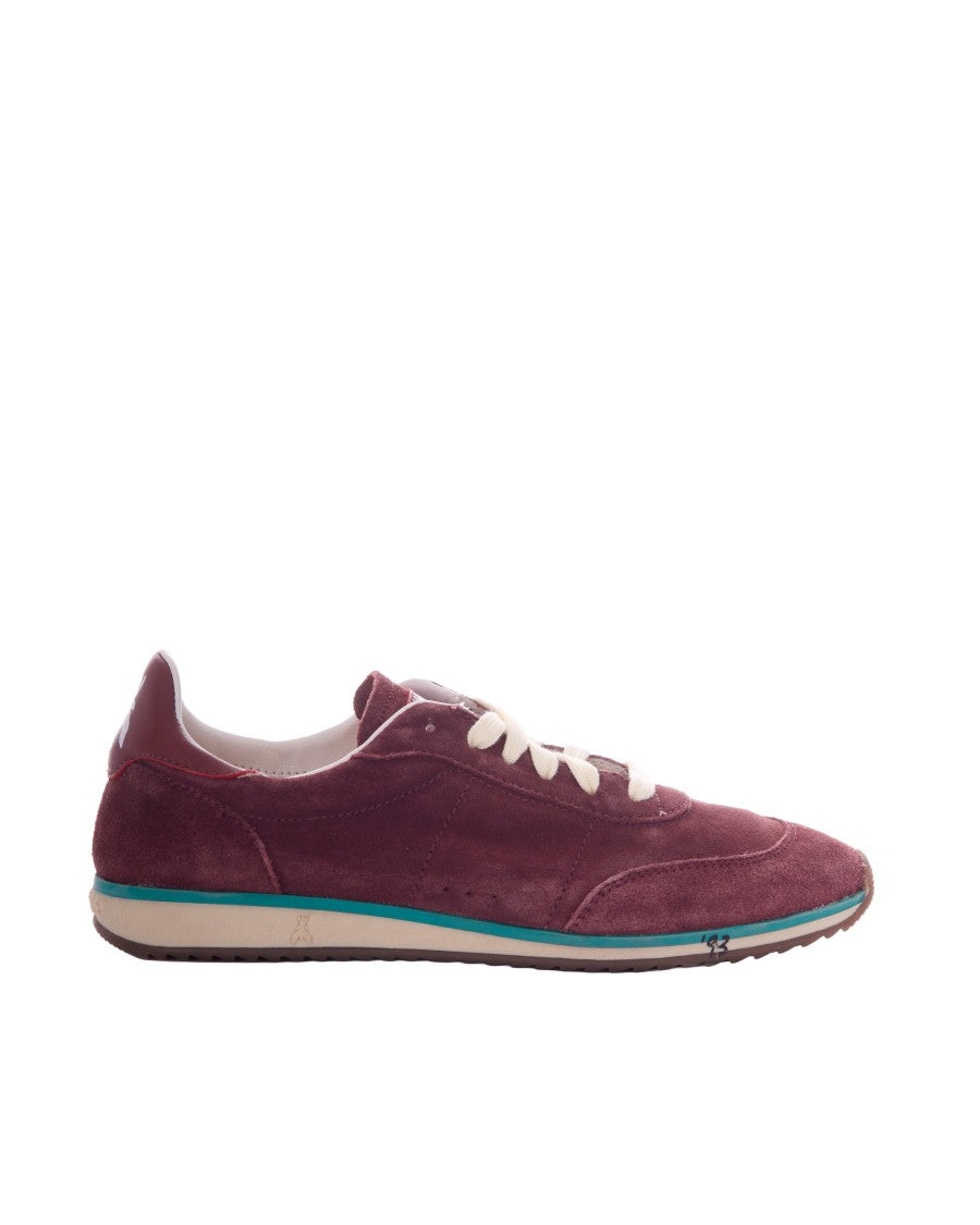 Patrizia Pepe Low-Profile Burgundy Suede Shoes With Contrasting Sole