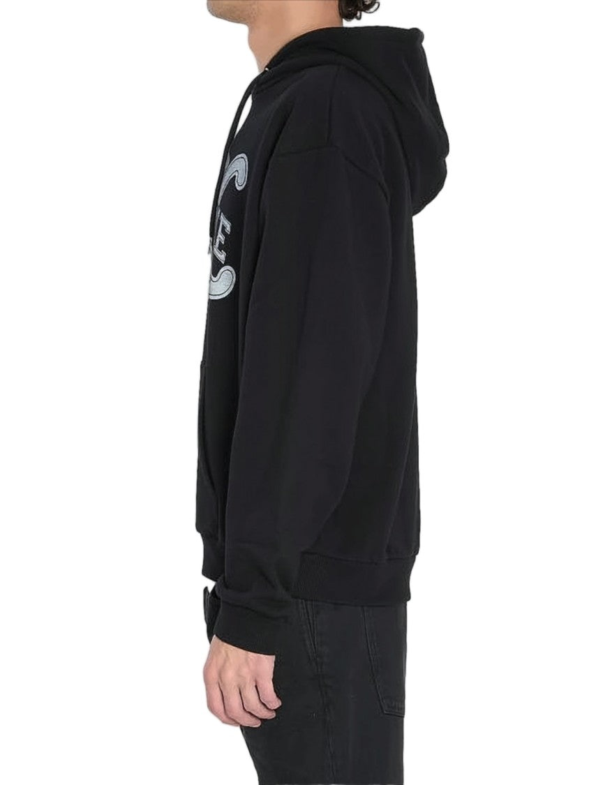 Celine Relaxed Fit Black Hoodie With Bold Logo Graphic