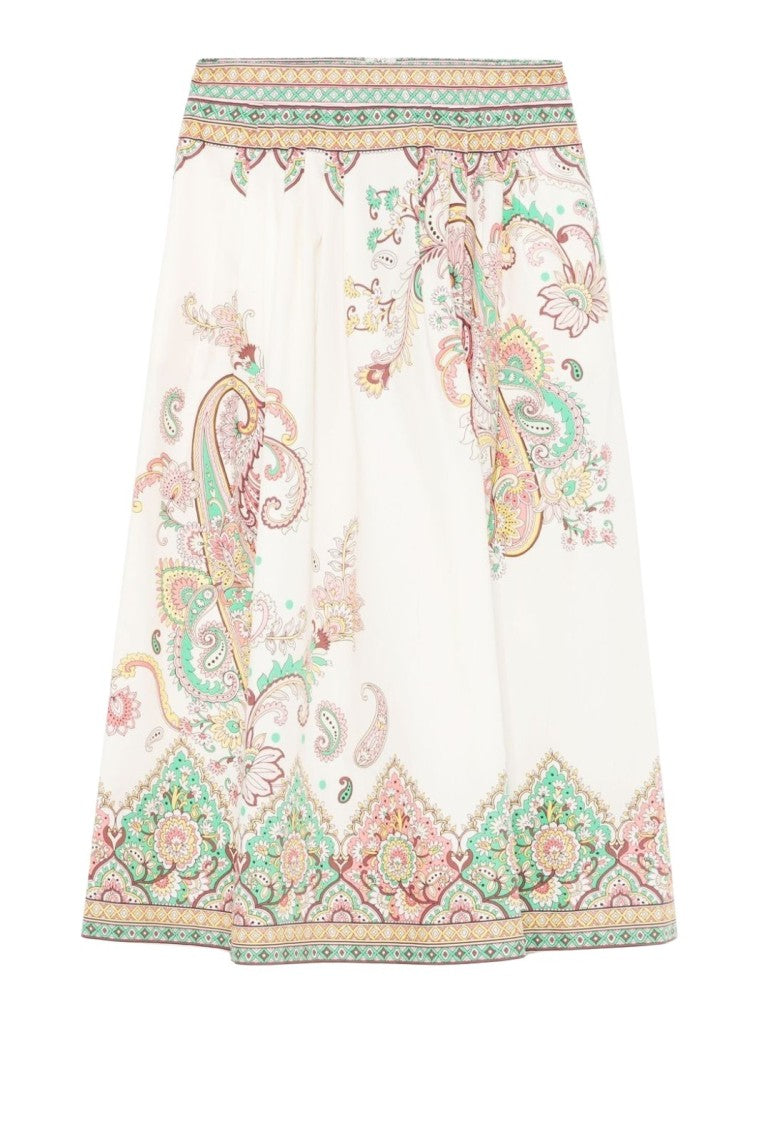 Etro Beige Paisley Flowing Midi Skirt