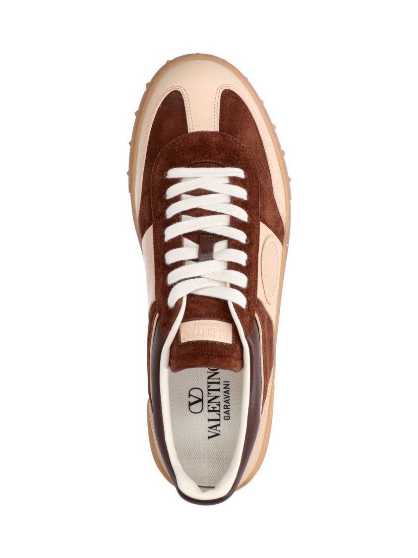 Valentino Garavani Brown Upvillage Contrast Detail Leather Sneakers