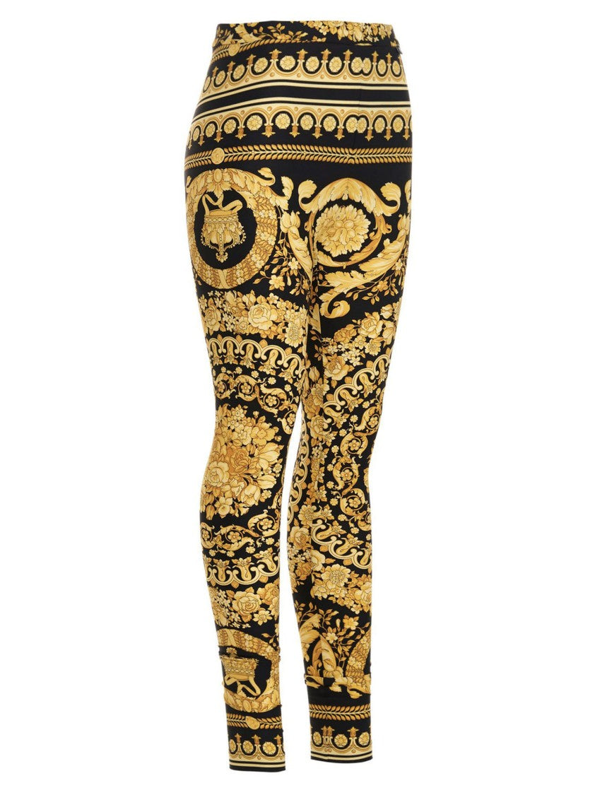 Versace High-Waisted Stretch Leggings With Barocco Print