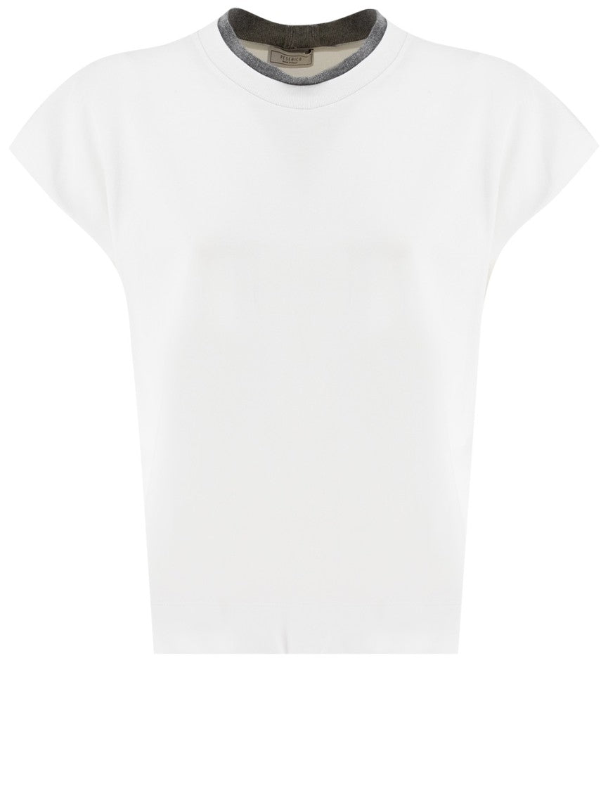 Peserico Cotton T-Shirt With Unique Crew Neck