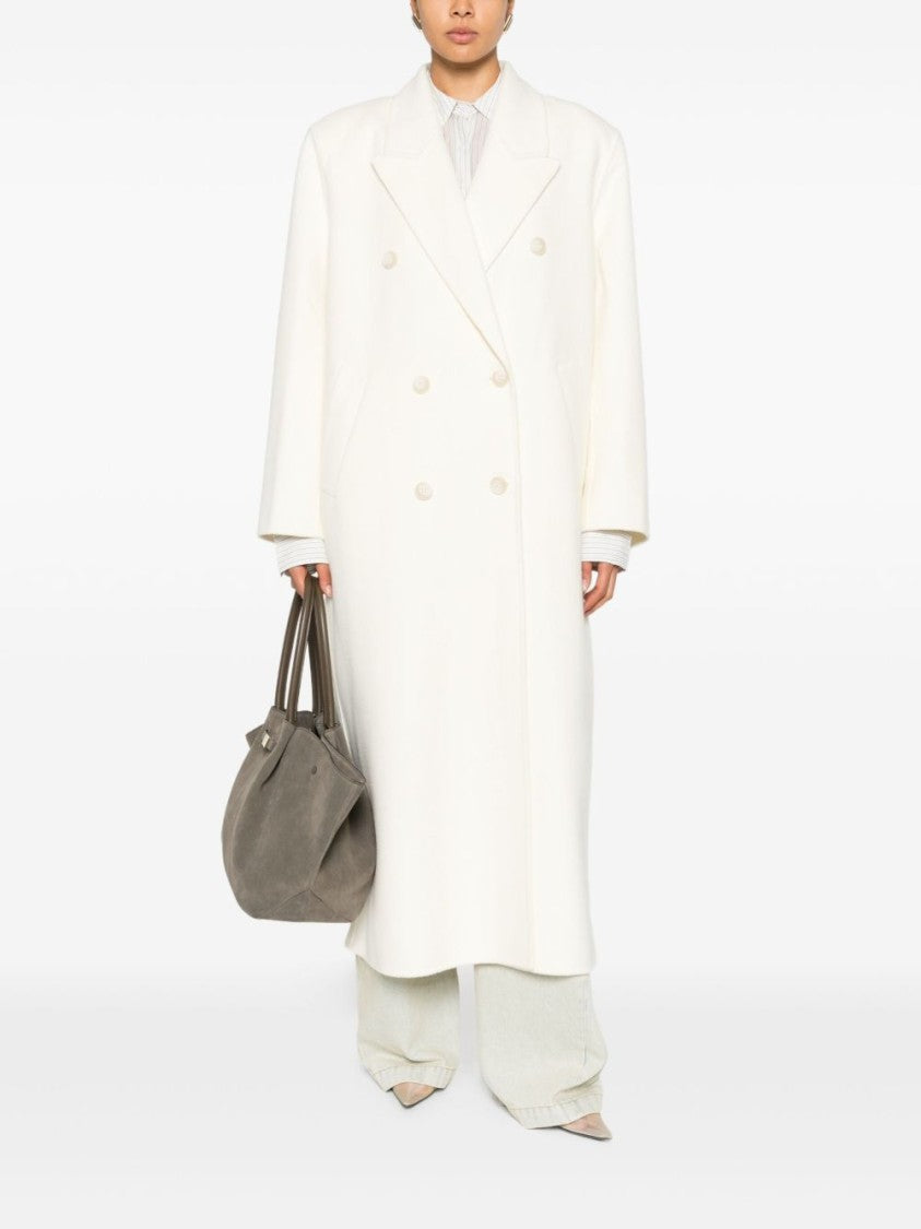 The Frankie Shop Long Double-Breasted Wide Lapel Coat