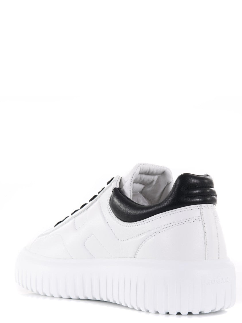 Hogan White Leather Sneakers With Black Accents